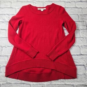 Diane Von Furstenberg Red Cashmere Sweater Holiday Scoop Neck size Petite 0-2